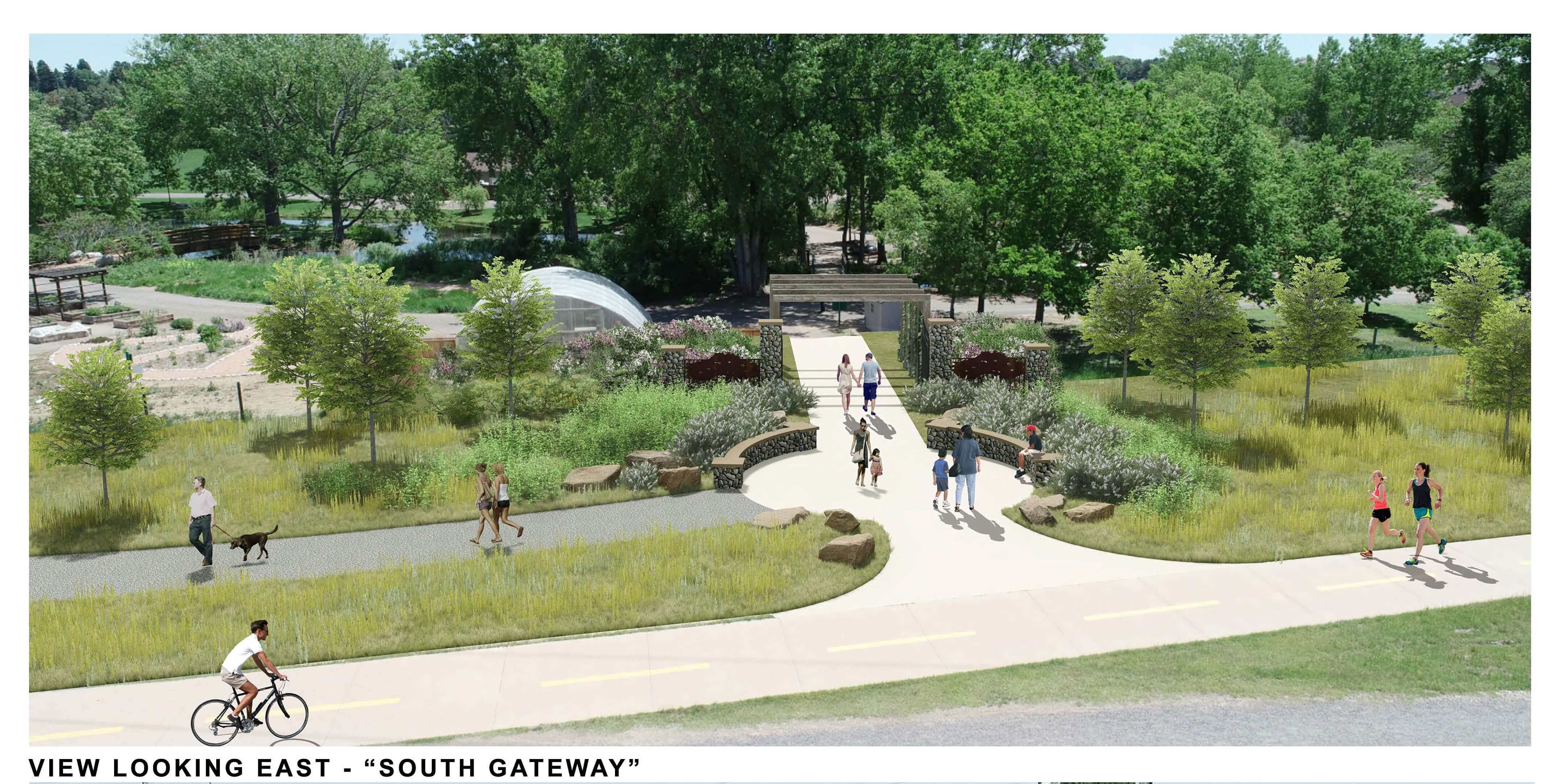 river integration, concept plan, master plan, hudson gardens, south gateway